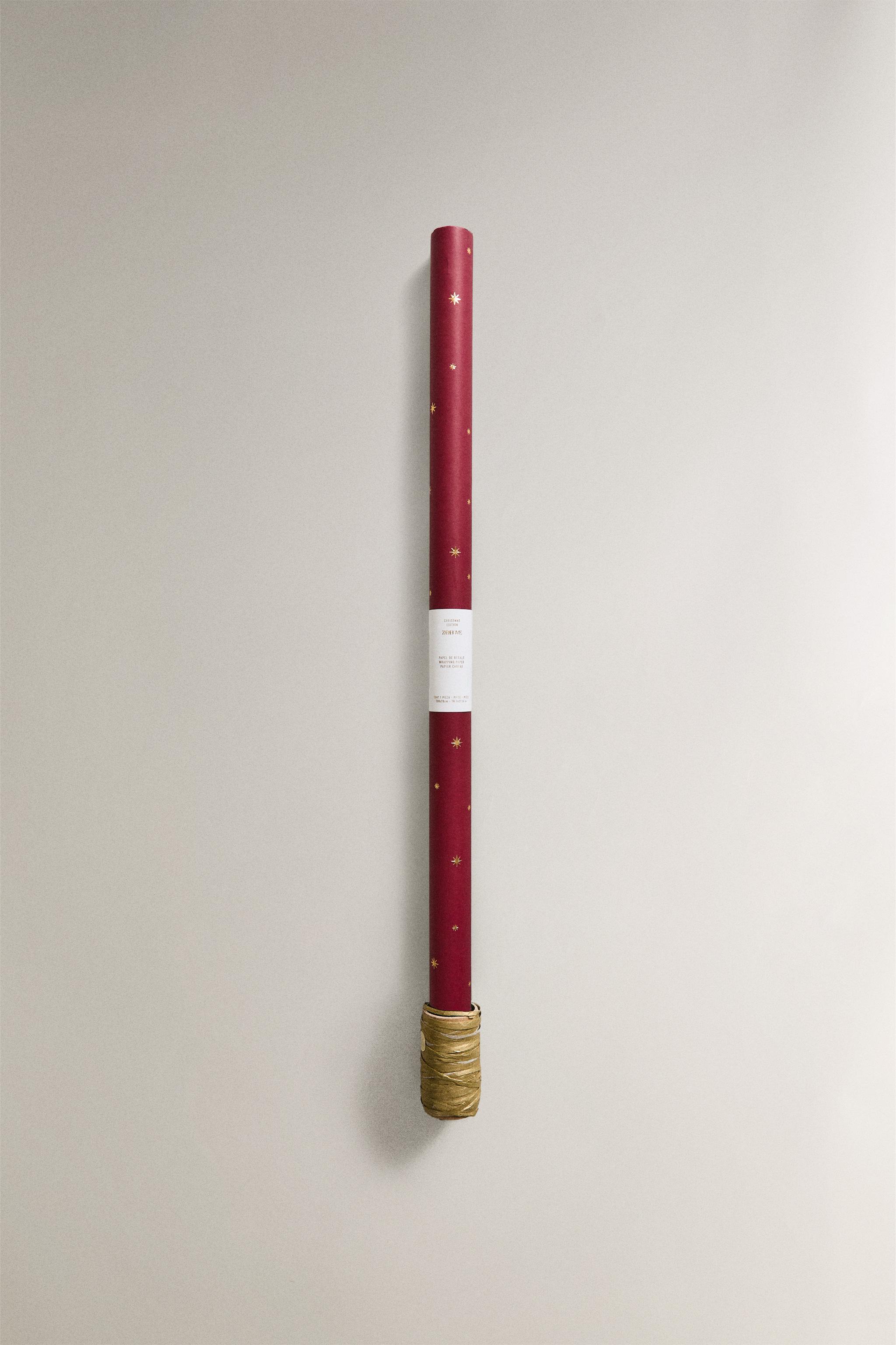 SET PAPIER CADEAU ÉTOILES NOËL ET RUBAN